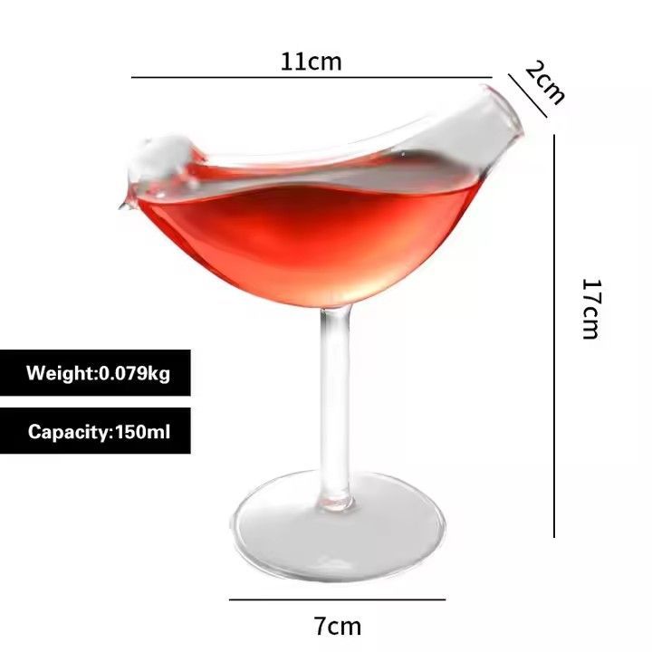 New handmade handle bird shape art wine shot glass cup 150ml