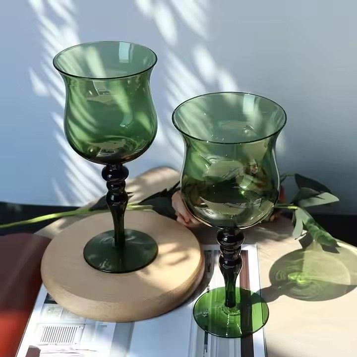 Amber water goblets purple goblet green vintage glass goblets sublimation