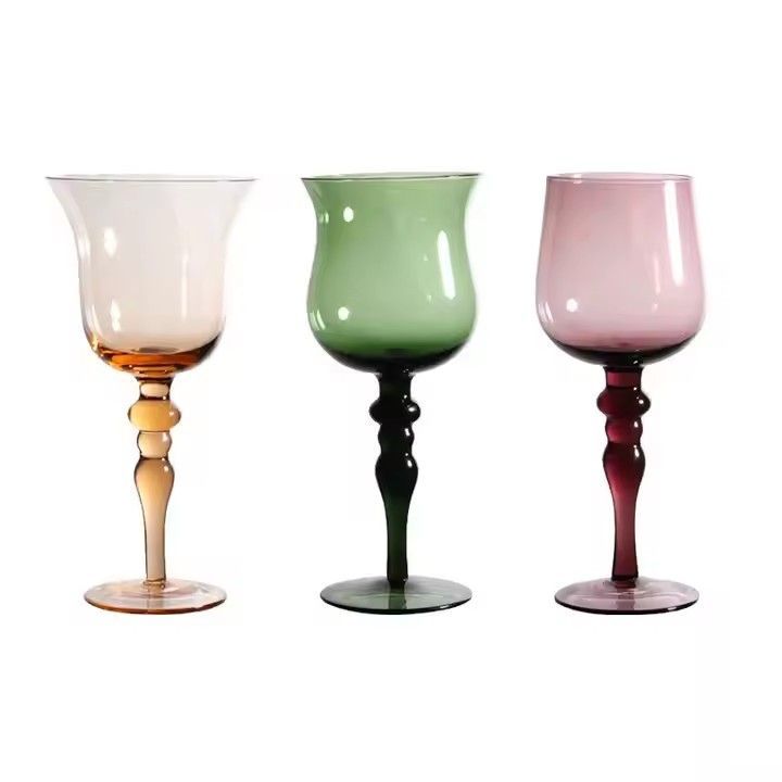 Amber water goblets purple goblet green vintage glass goblets sublimation