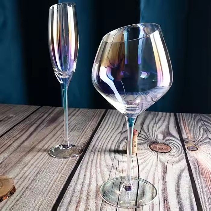 Color creative sloping unleaded with cry-stal glass high-footed glass red wine glass