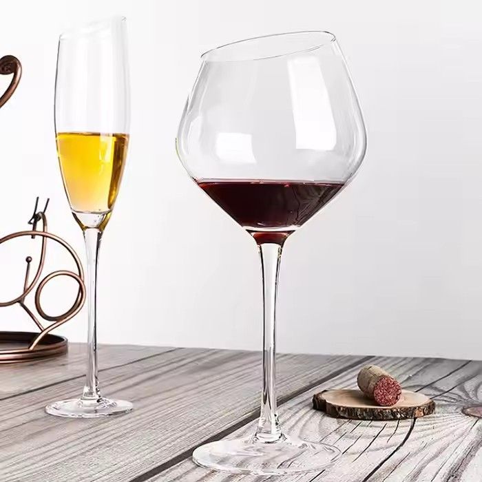 Color creative sloping unleaded with cry-stal glass high-footed glass red wine glass