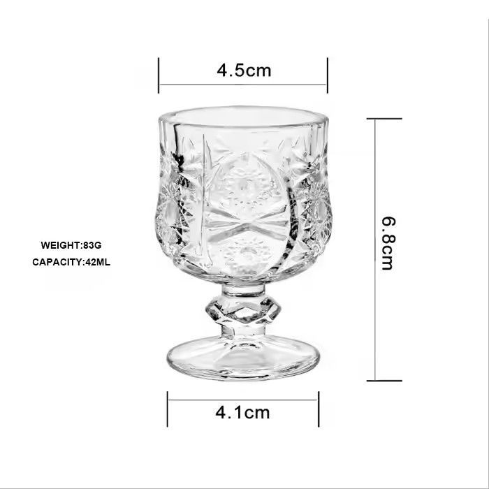 Vintage Sublimation New Dessert Cups Glass Ice Cream Cup Engraved Glass Cup Set Of 6 Wine Glass