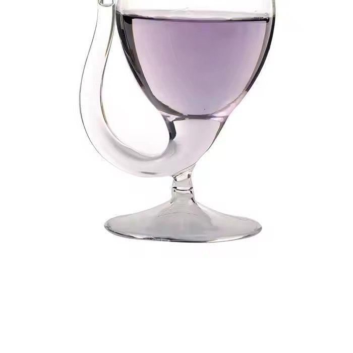 High borosilicate vampire red wine glass with drinking tube straw