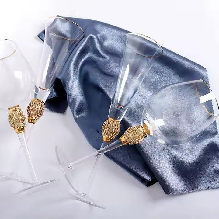 Most popular wholesale stem crystal wine glass diamond with golden rim