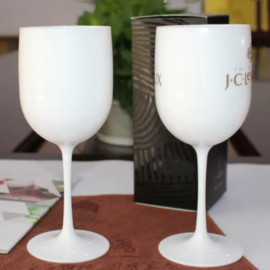 BPA Free Reusable Unbreakable Elegant Wine Goblet 480ml White Plastic Wine Glass