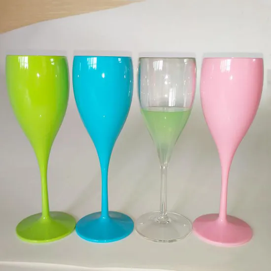 Wholesale Custom Logo 5oz Acrylic Goblet PS Champagne Glass with Long Stem