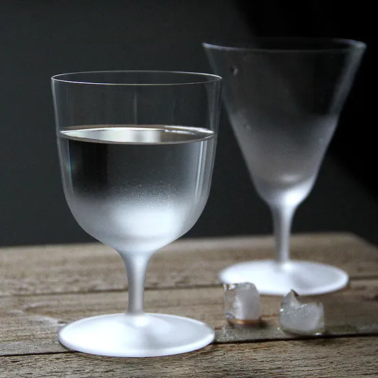 High Quality Japanese Style Frosted Goblet Glass Whiskey Drinking Goblet Glass Water Goblet