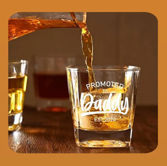 Custom Logo Etched Printing Engraved Customized Square Whiskey Glasses