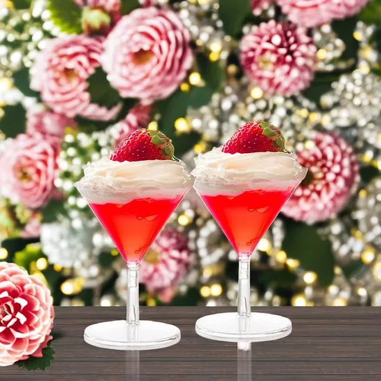 190ml Elegant Clear Plastic Martini Glass Disposable Drinkware Red Wine Glass Wholesale Party Champagne Cup