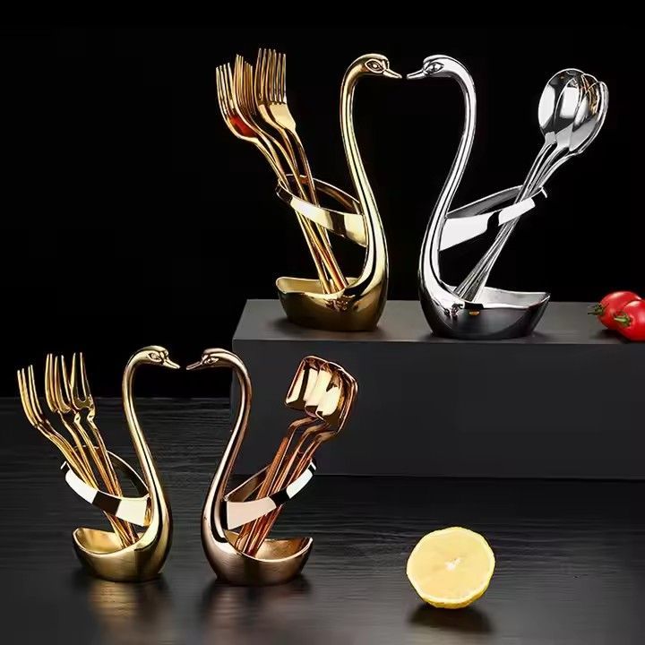 304 stainless steel swan cutlery set dessert fruit fork promotional gift hotel supplies