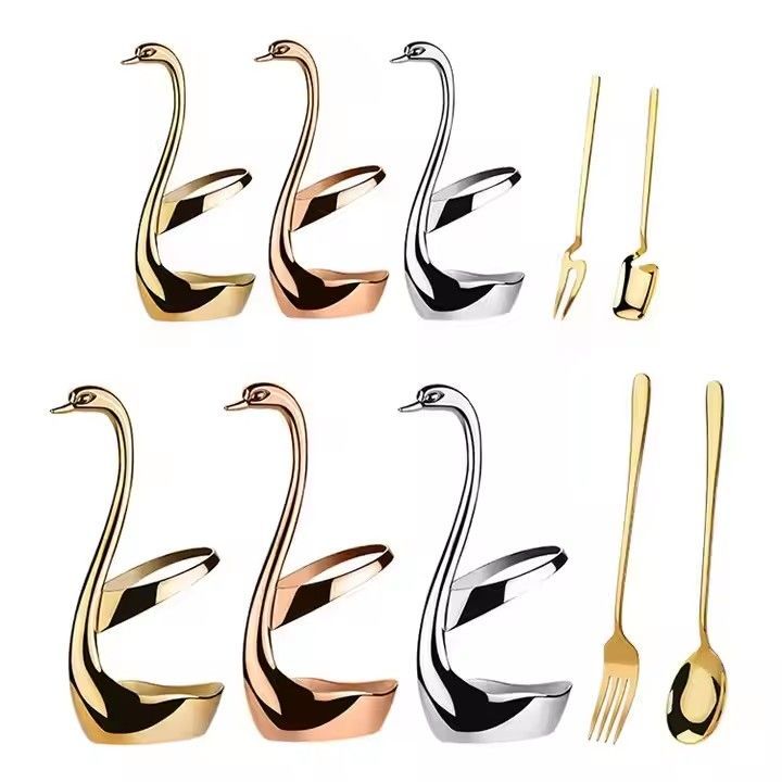 304 stainless steel swan cutlery set dessert fruit fork promotional gift hotel supplies