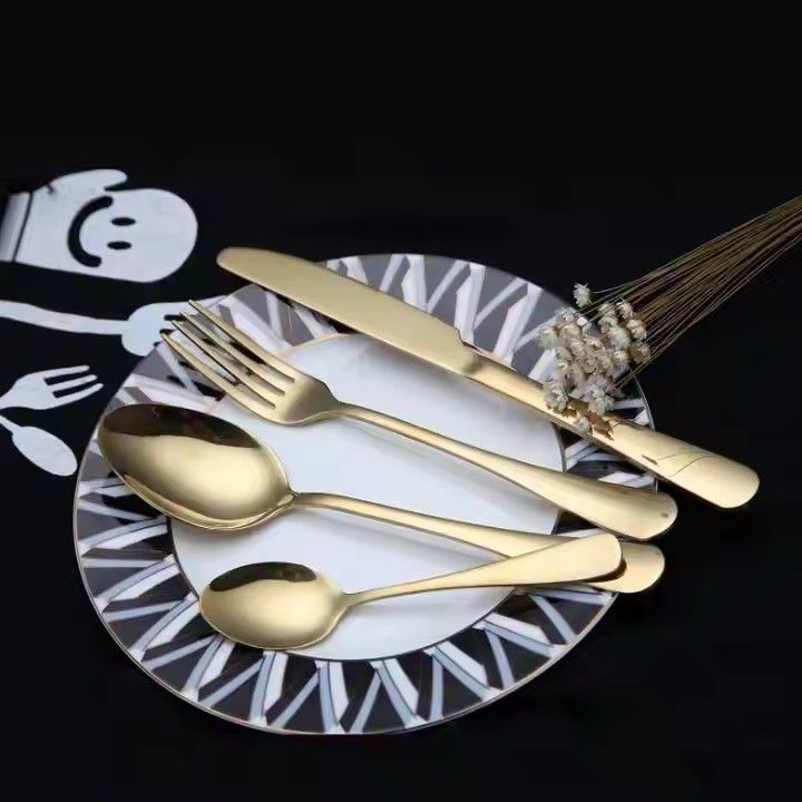 Home wedding party gold titanium cuttlery set silver spoon knife fork set stainless steel cutlery