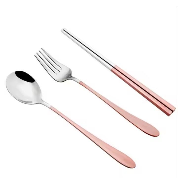 304 portable metaled flatware set stainless steel chopsticks spoon fork