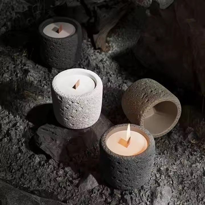 Nordic creative cement aromatherapy mini candle jar concrete candle empty cup soy wax container