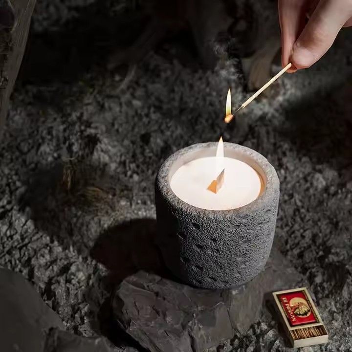 Nordic creative cement aromatherapy mini candle jar concrete candle empty cup soy wax container