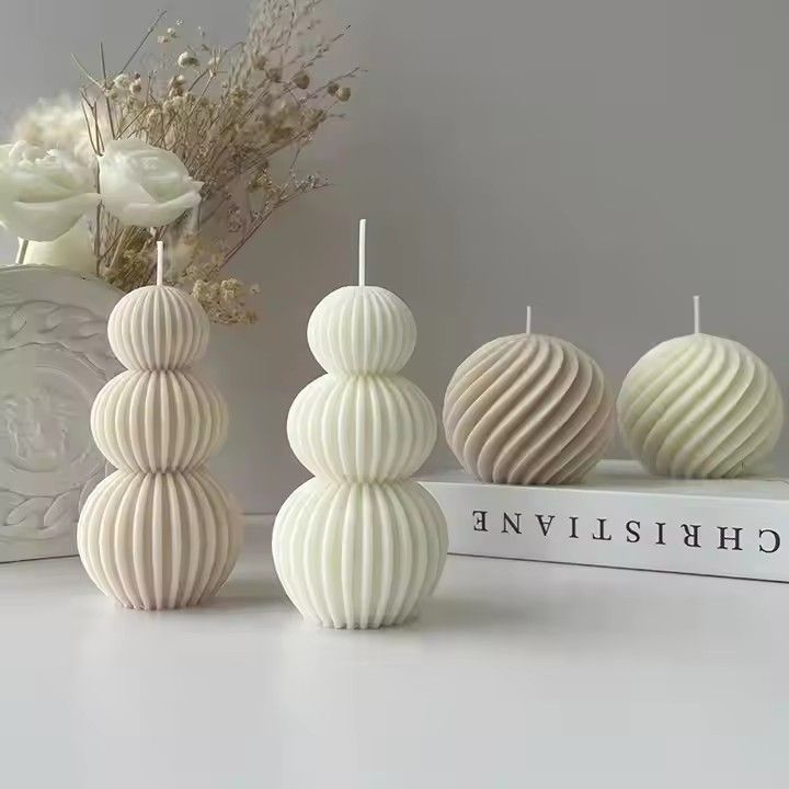 Nordic simple home decor geometric shaped candle pillar white origami ball scented candle