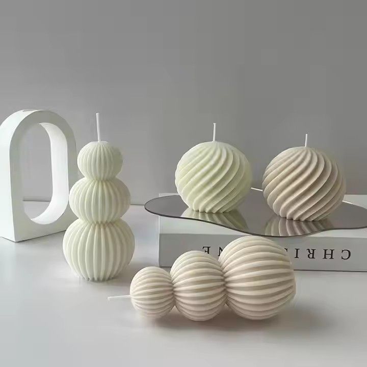 Nordic simple home decor geometric shaped candle pillar white origami ball scented candle