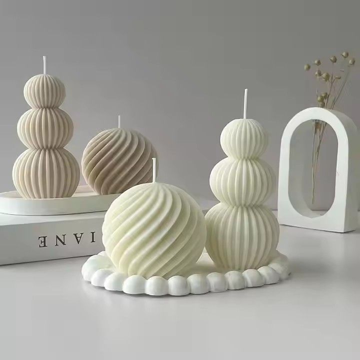 Nordic simple home decor geometric shaped candle pillar white origami ball scented candle