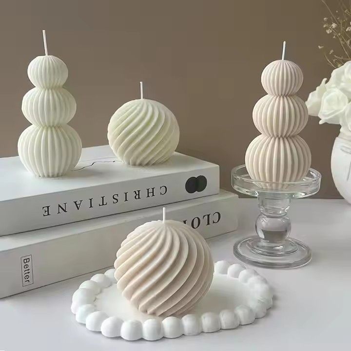 Nordic simple home decor geometric shaped candle pillar white origami ball scented candle