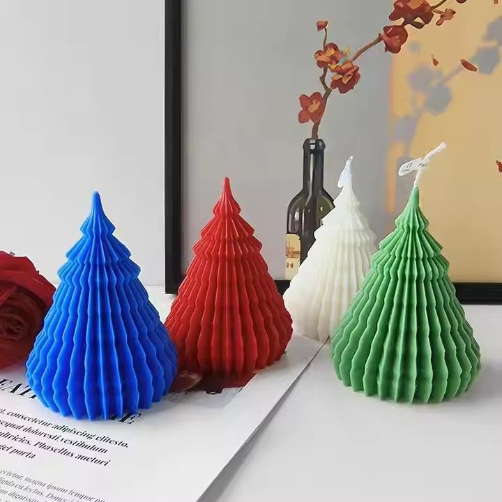 Luxe origami christmas tree scented candles home decor handmade scented christmas tree candle