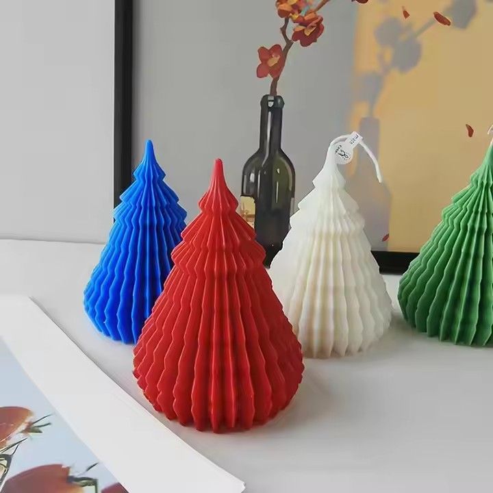 Luxe origami christmas tree scented candles home decor handmade scented christmas tree candle