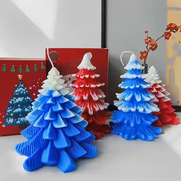 Christmas tree scented candle pine shape wax candles for housewarming gift party decoration