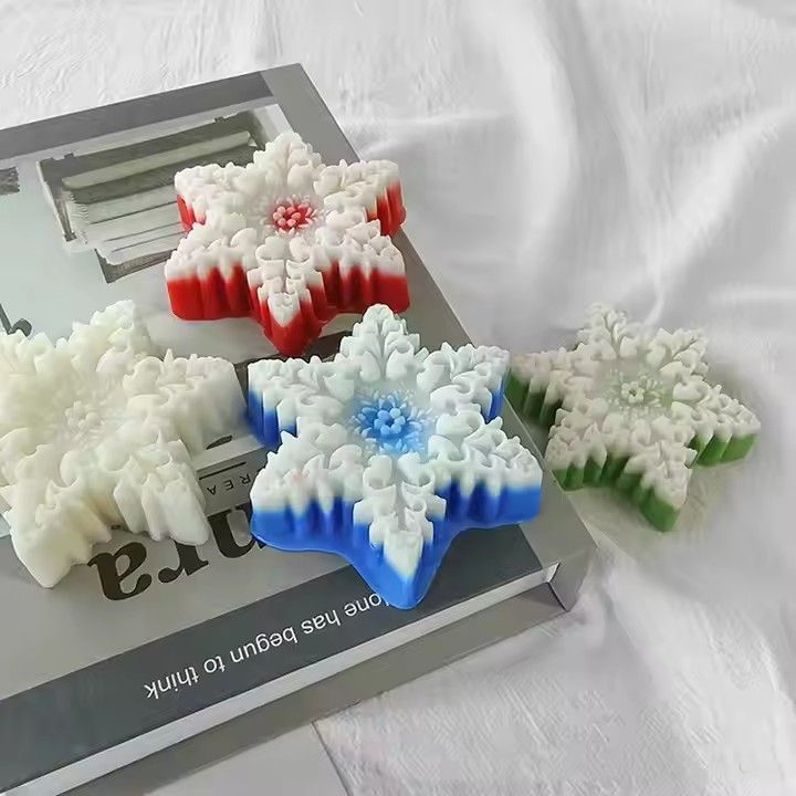 Home decor party table decorations white candles handmade Christmas snowflake scented candles