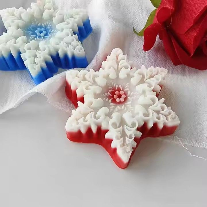 Home decor party table decorations white candles handmade Christmas snowflake scented candles