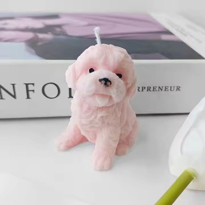 Table photo prop birthday gift cute animal puppy aroma candle fragrance teddy shaped scented candle