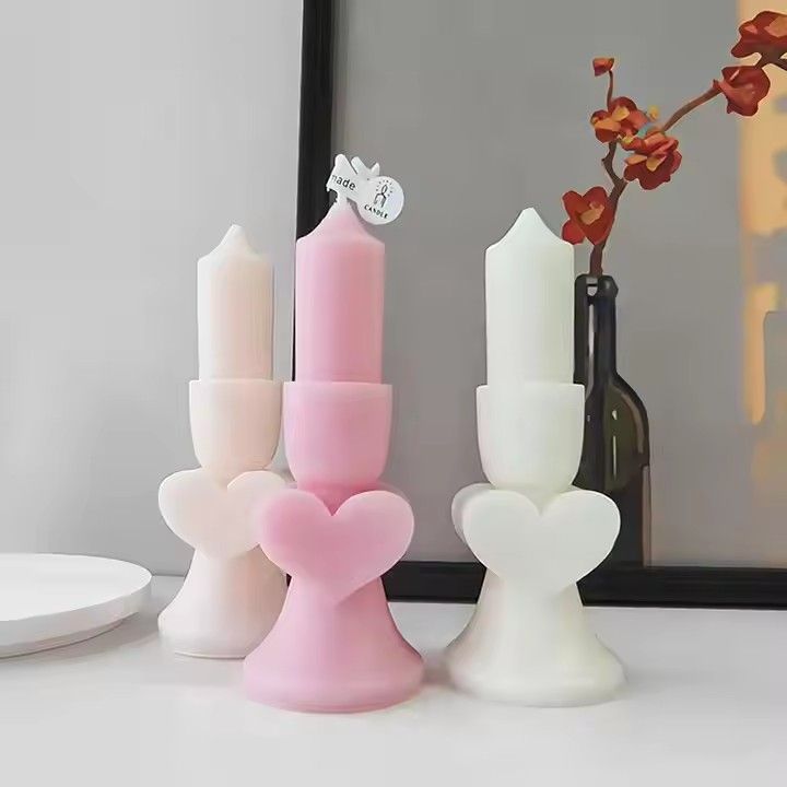 Handmade heart-shaped pillar candle holder aroma candle scented decor home eco friendly decorative candles