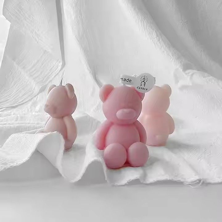 Home bedroom wedding gift handmade paraffin white beeswax aroma candle cute mini bear shaped scented candles