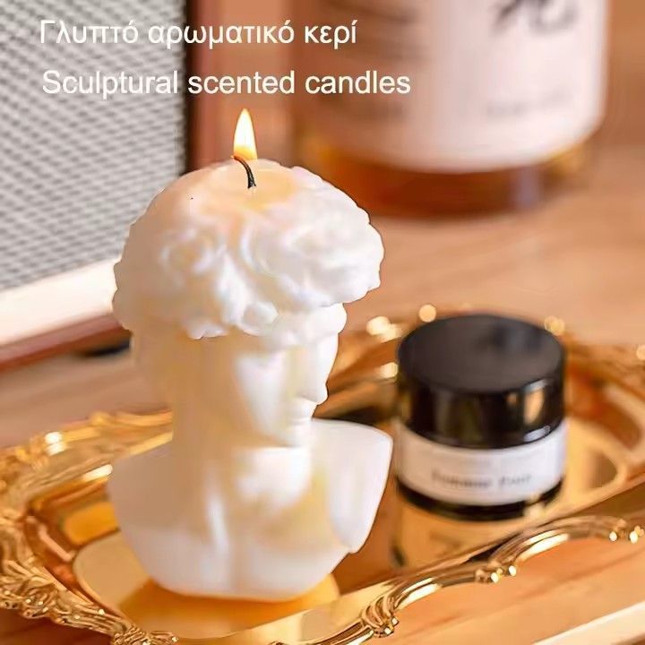 Greek art soy blend wax candle portrait modeling Christmas sculpture scented candle