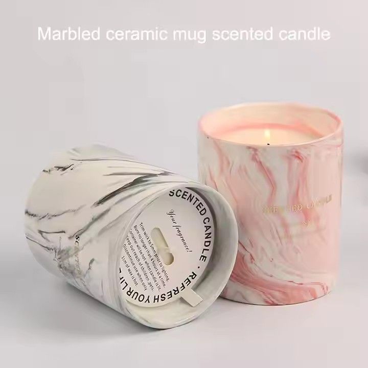 Nordic marble ceramic mug burning scented candles fresh natural edible soy wax candle