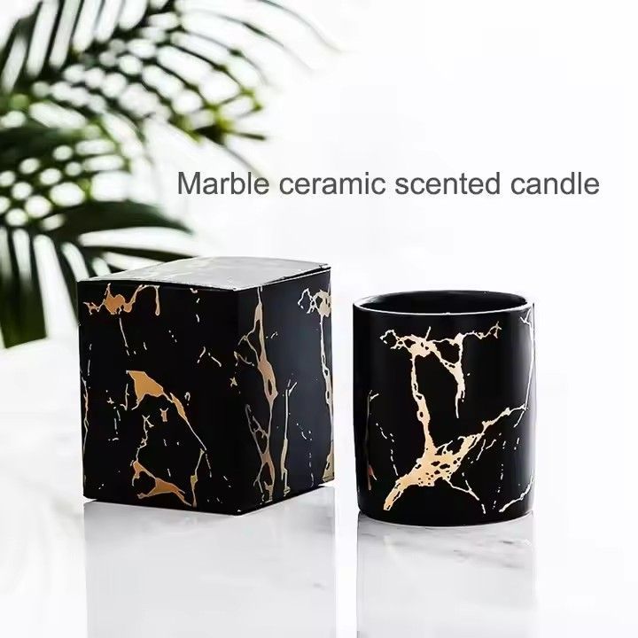 Nordic home fragrance candle aromatherapy marble gold pattern ceramic scented candle