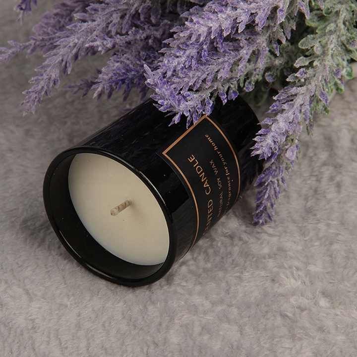 Gift cotton candle wick soy wax candle aromatherapy 3pcs black glass scented candle set