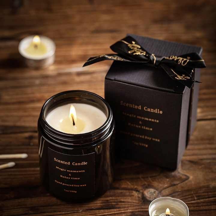 New Small Black Glass Strong Scented Candles Creative No Logo Stress Relief Candles for Gifts Meditation and Holiday Use