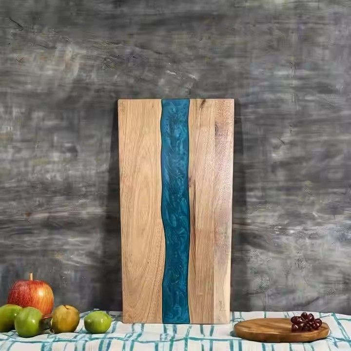 Resin splicing acacia wood cutting board for household meat cheese bread epoxy resin and wood river cutting boards