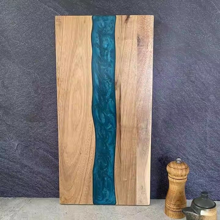 Resin splicing acacia wood cutting board for household meat cheese bread epoxy resin and wood river cutting boards