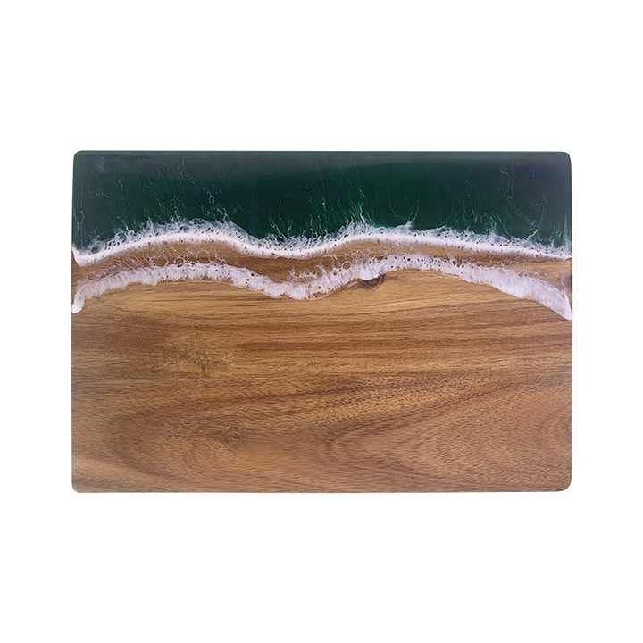 Acacia wood and resin epoxy charcuterie cutting board wood ocean wave resin cheese board