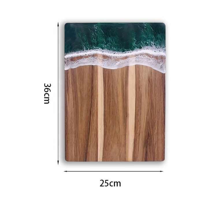 Acacia wood and resin epoxy charcuterie cutting board wood ocean wave resin cheese board