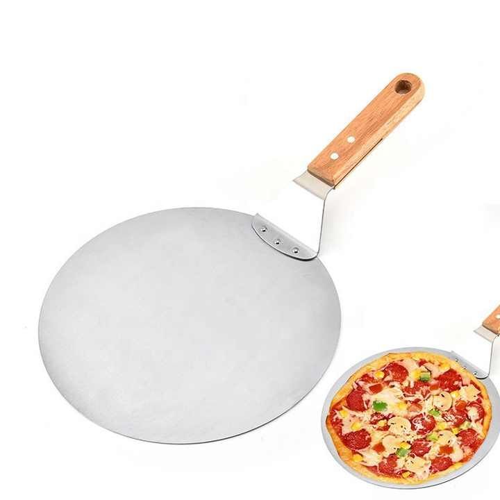 Bakeware tools shovel oven stainless steel pizza spatula wooden handle pizza peel