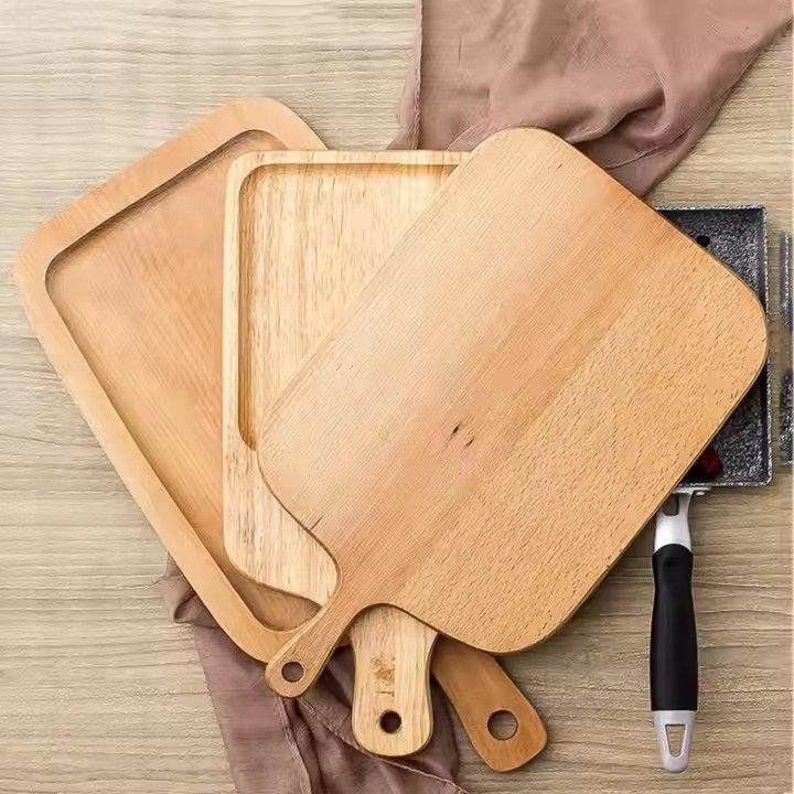 Solid rubber wooden bread sushi tray dessert fruit chopping block with handle