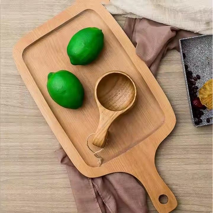 Solid rubber wooden bread sushi tray dessert fruit chopping block with handle