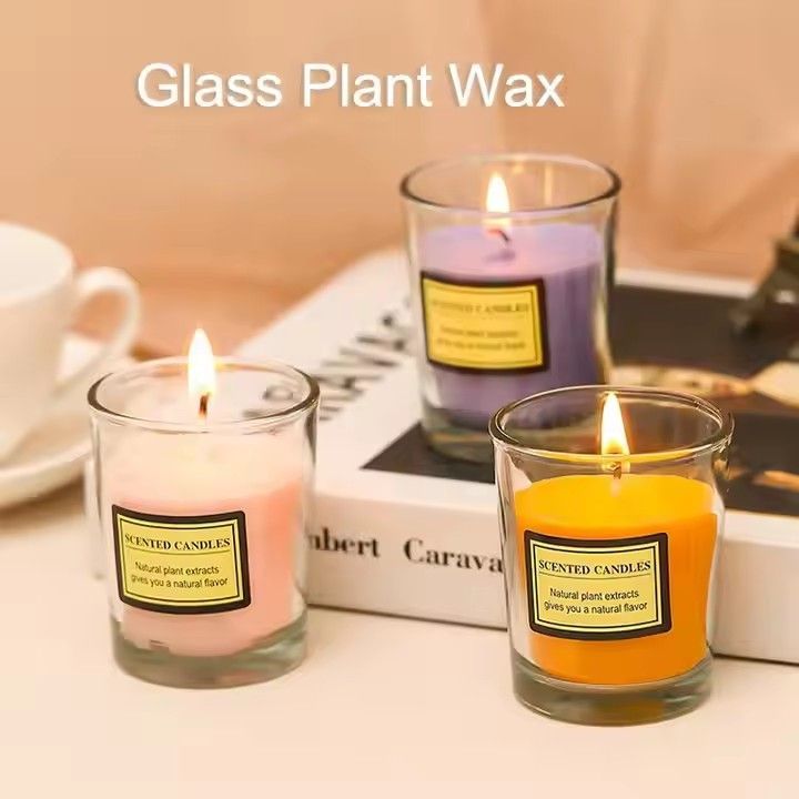 Glass plant wax soy aromatherapy scented candle home indoor smokeless aromatic candles