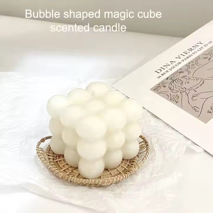 Ins Home Decor 3D Magic Cube Aromatherapy Candles Paraffin Wax Bubble Scented Candle Carton Box Modern Easter Candle Custom Size