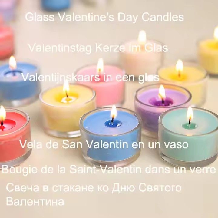 Scented glass Valentine's Day candle smokeless paraffin tea candles romantic small aromatic candles