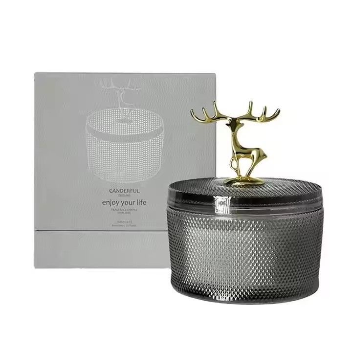 Custom logo private label soy wax candles gift antler hammered glass decorative scented candle