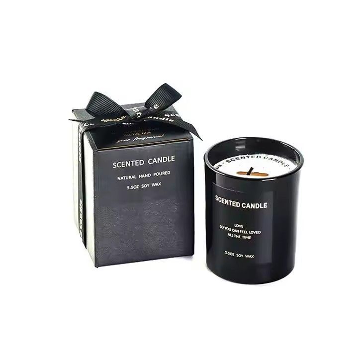 Black glass jars soy wax scented candles home gift office bathroom best scented candle