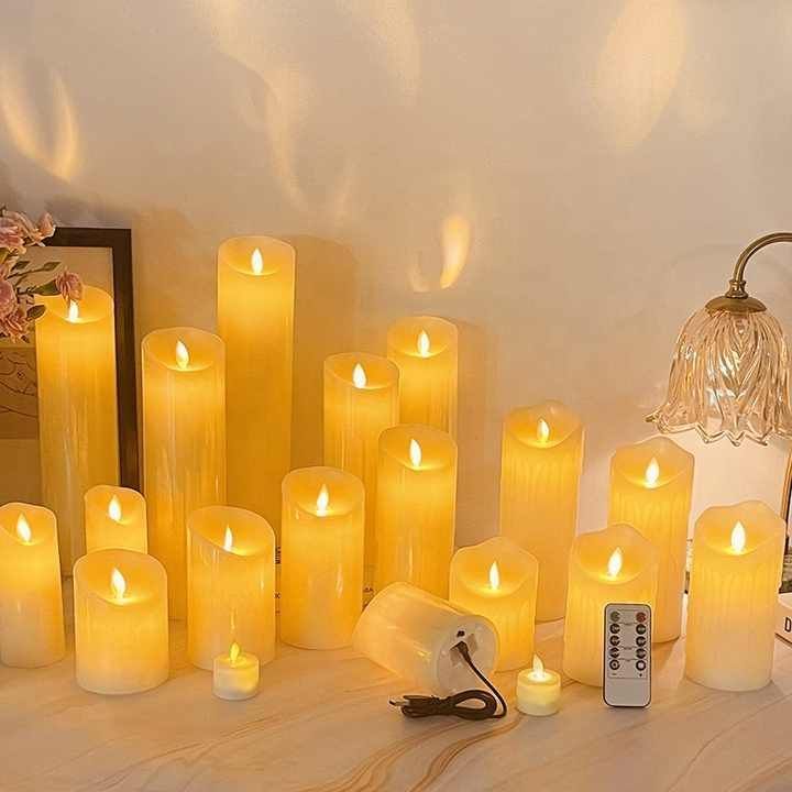 Flameless votive candles set battery operated home Christmas wedding decor led candle light pillar candles