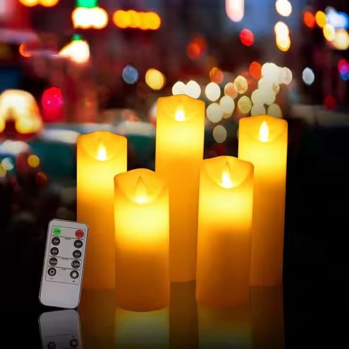 Flameless candles set of 5 warm light flickering candles remote control led candle light